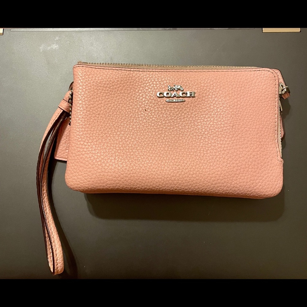 Coach double zipper wristlet